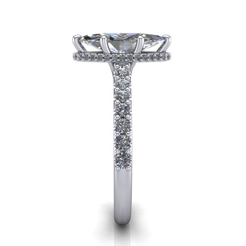 Allison Marquise Shape Hidden Halo Engagement Ring in Platinum