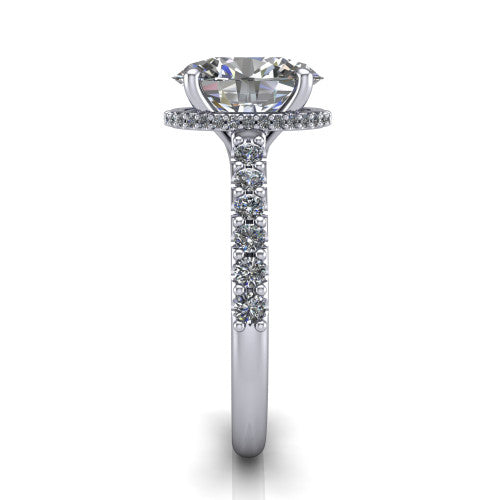 Allison Oval Shape Hidden Halo Engagement Ring in 18K White Gold