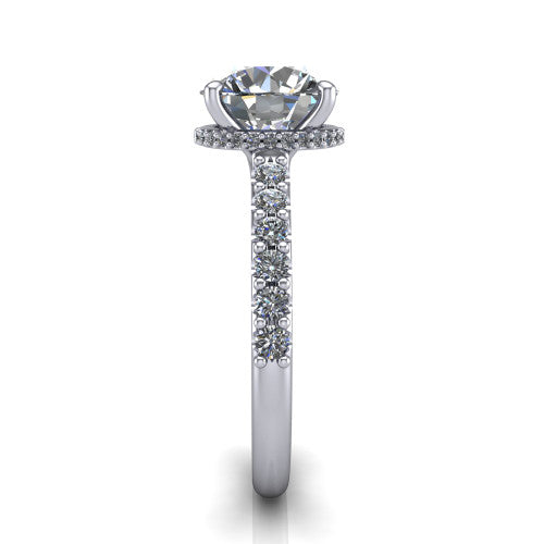 Allison Round Shape Hidden Halo Engagement Ring in 14K White Gold
