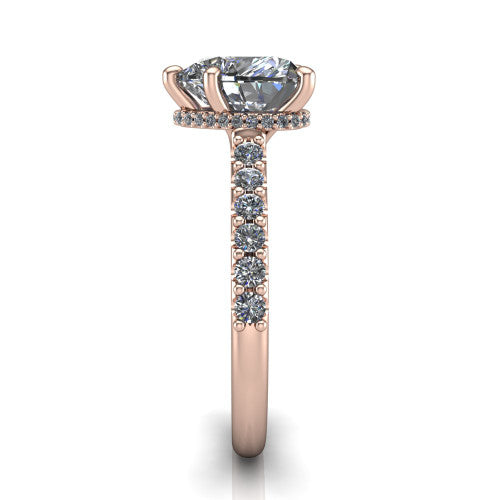 Allison Heart Shape Hidden Halo Engagement Ring in 18K Rose Gold