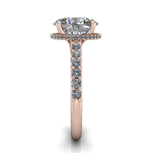 Allison Oval Shape Hidden Halo Engagement Ring in 18K Rose Gold