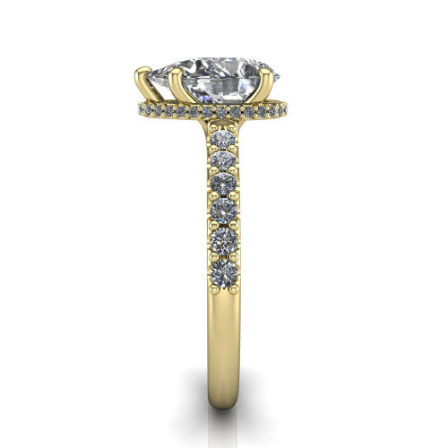 Allison Pear Shape Hidden Halo Engagement Ring in 14K Yellow Gold