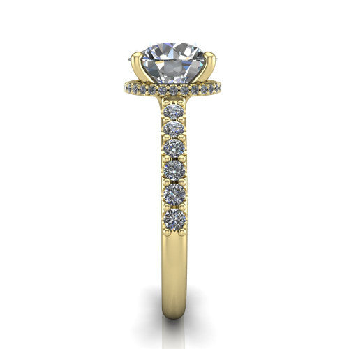 Allison Round Shape Hidden Halo Engagement Ring in 14K Yellow Gold
