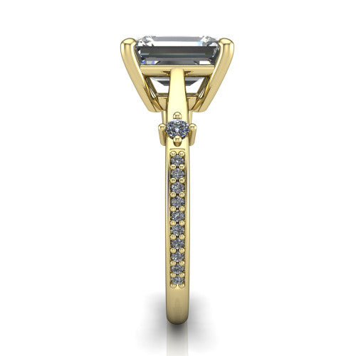 Vivian Emerald Shape Classic Engagement Ring in 14K Yellow Gold