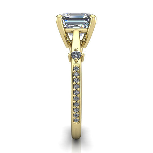 Vivian Square Emerald Shape Classic Engagement Ring in 14K Yellow Gold