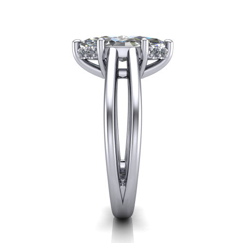 Julia Marquise Shape Hidden Halo Engagement Ring in Platinum