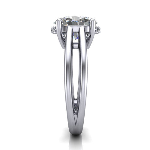 Julia Oval Shape Hidden Halo Engagement Ring in 18K White Gold