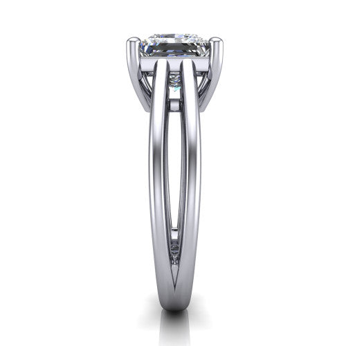 Julia Princess Shape Hidden Halo Engagement Ring in Platinum
