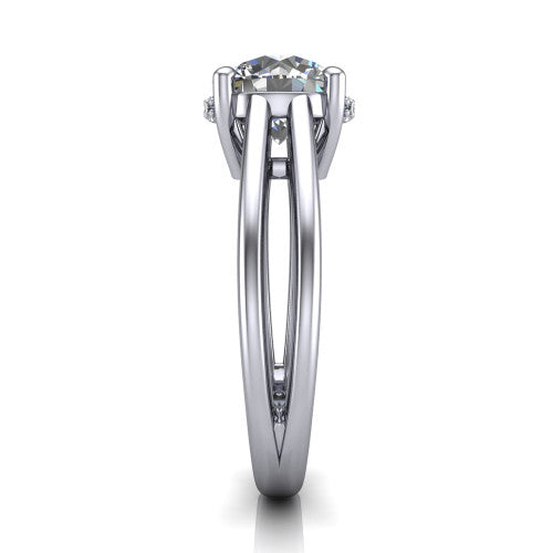 Julia Round Shape Hidden Halo Engagement Ring in 18K White Gold