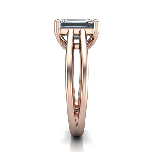 Julia Emerald Shape Hidden Halo Engagement Ring in 18K Rose Gold