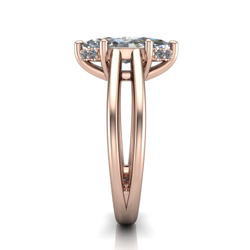 Julia Marquise Shape Hidden Halo Engagement Ring in 18K Rose Gold