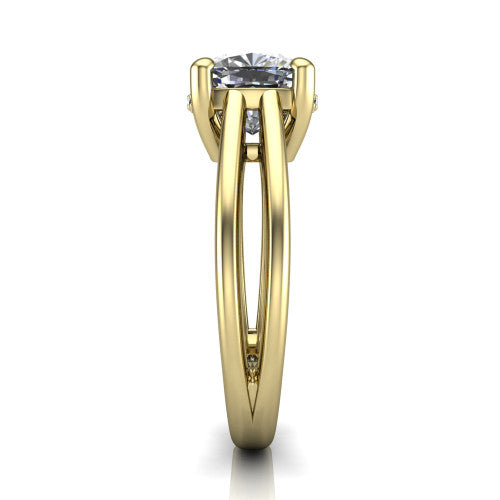 Julia Cushion Shape Hidden Halo Engagement Ring in 18K Yellow Gold