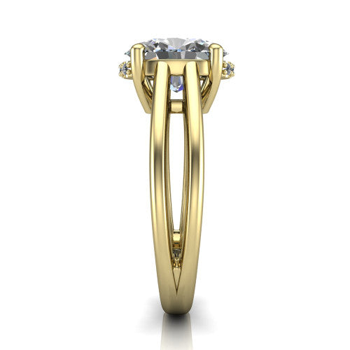 Julia Oval Shape Hidden Halo Engagement Ring in 14K Yellow Gold
