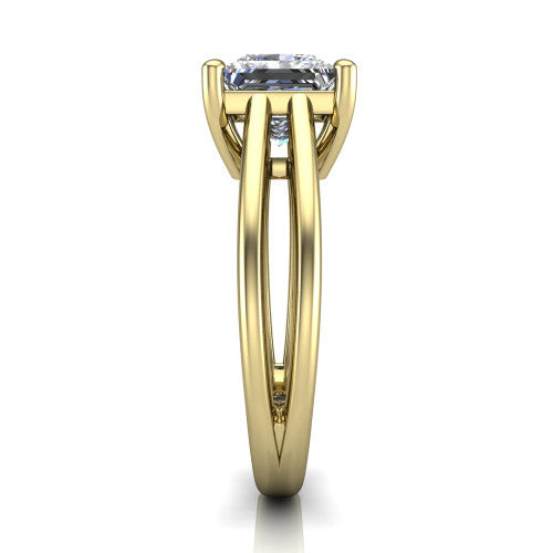 Julia Princess Shape Hidden Halo Engagement Ring in 14K Yellow Gold
