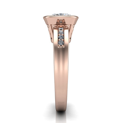 Arya Cushion Shape Solitaire Engagement Ring in 14K Rose Gold
