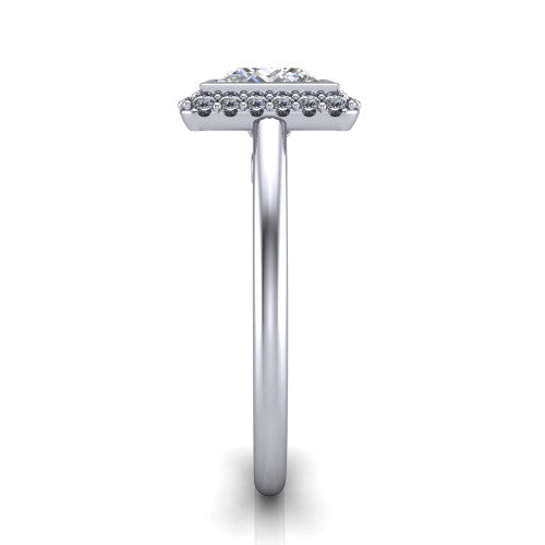 Remi Princess Shape Halo Engagement Ring in Platinum