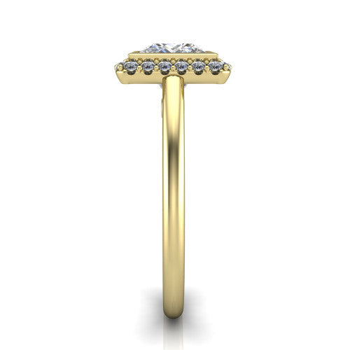 Remi Princess Shape Halo Engagement Ring in 18K Yellow Gold