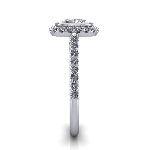 Lucia Cushion Shape Halo Engagement Ring in 14K White Gold