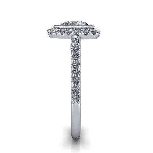 Lucia Heart Shape Halo Engagement Ring in Platinum