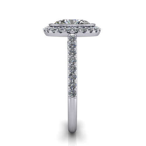 Lucia Oval Shape Halo Engagement Ring in Platinum