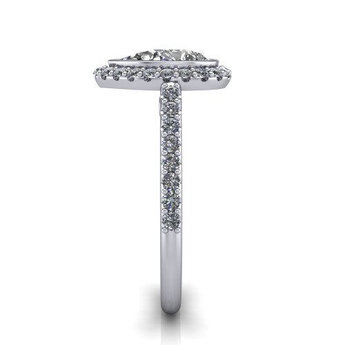 Lucia Pear Shape Halo Engagement Ring in 18K White Gold