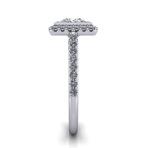 Lucia Princess Shape Halo Engagement Ring in Platinum