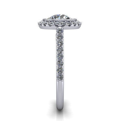 Lucia Round Shape Halo Engagement Ring in 18K White Gold