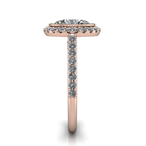 Lucia Oval Shape Halo Engagement Ring in 18K Rose Gold