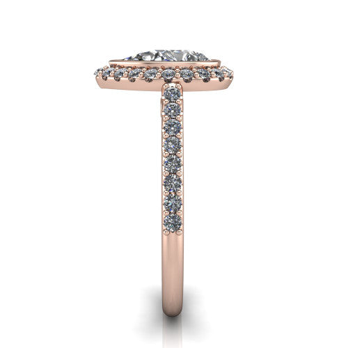 Lucia Pear Shape Halo Engagement Ring in 14K Rose Gold
