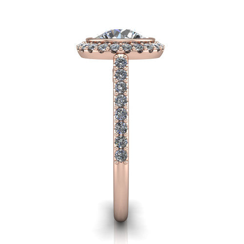 Lucia Round Shape Halo Engagement Ring in 14K Rose Gold