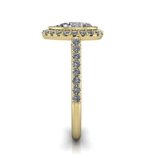 Lucia Pear Shape Halo Engagement Ring in 18K Yellow Gold