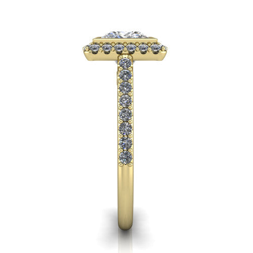 Lucia Princess Shape Halo Engagement Ring in 14K Yellow Gold