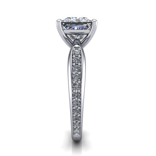 Eliza Princess Shape Classic Engagement Ring in 18K White Gold