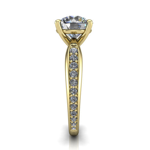Eliza Round Shape Classic Engagement Ring in 14K Yellow Gold