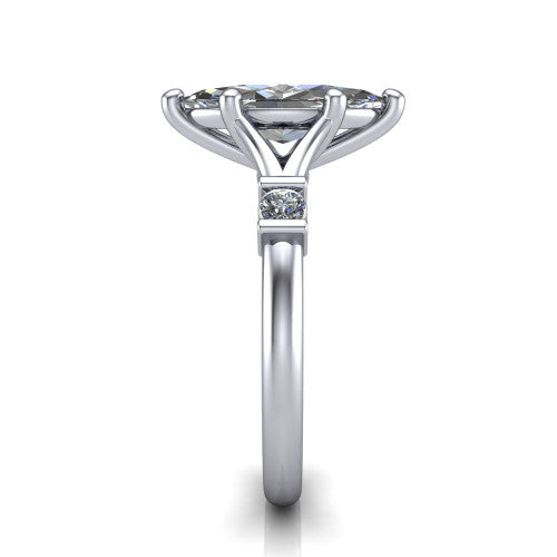 Mary Marquise Shape Classic Engagement Ring in 14K White Gold
