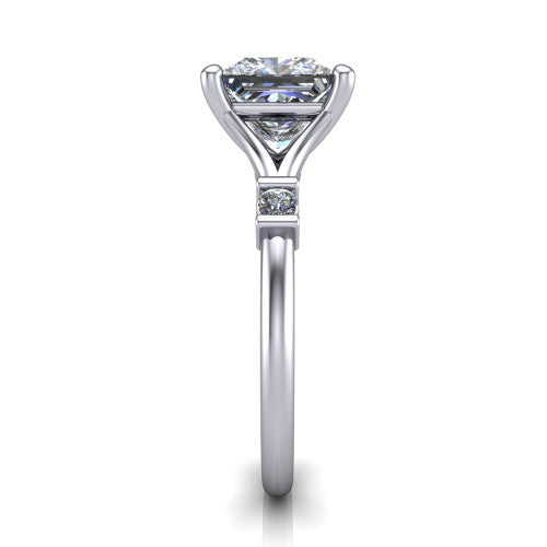 Mary Princess Shape Classic Engagement Ring in 14K White Gold