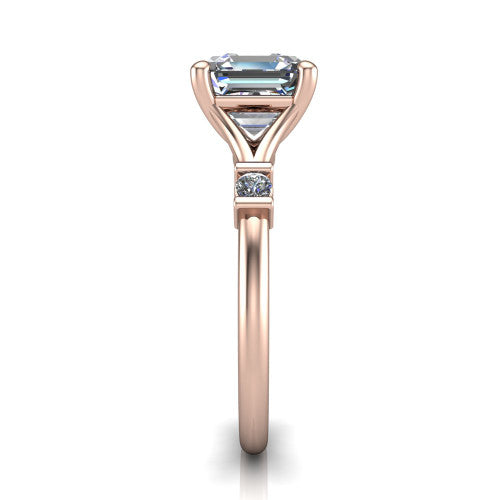 Mary Square Emerald Shape Classic Engagement Ring in 14K Rose Gold
