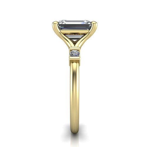 Mary Emerald Shape Classic Engagement Ring in 18K Yellow Gold