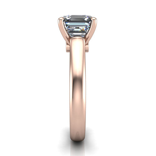 Ximena Square Emerald Shape Classic Engagement Ring in 18K Rose Gold