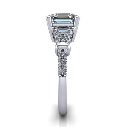 Sloane Square Emerald Shape Classic Engagement Ring in Platinum