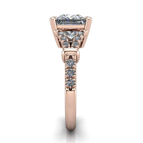 Sloane Princess Shape Classic Engagement Ring in 14K Rose Gold