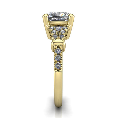 Sloane Cushion Shape Classic Engagement Ring in 14K Yellow Gold