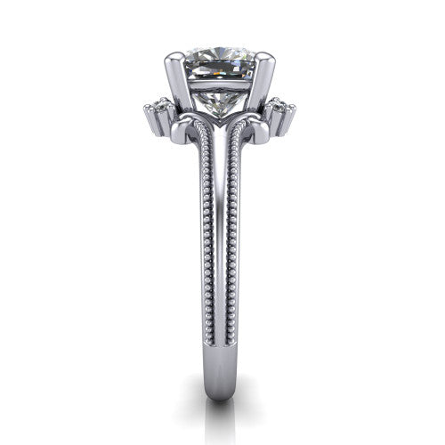 Valeria Cushion Shape Halo Engagement Ring in 18K White Gold