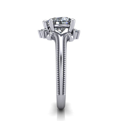 Valeria Heart Shape Halo Engagement Ring in 18K White Gold