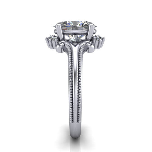 Valeria Oval Shape Halo Engagement Ring in 18K White Gold