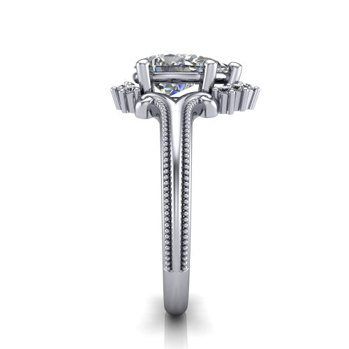 Valeria Pear Shape Halo Engagement Ring in 18K White Gold