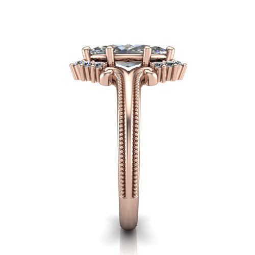 Valeria Marquise Shape Halo Engagement Ring in 18K Rose Gold
