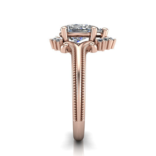 Valeria Pear Shape Halo Engagement Ring in 18K Rose Gold