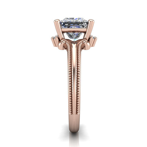 Valeria Princess Shape Halo Engagement Ring in 18K Rose Gold