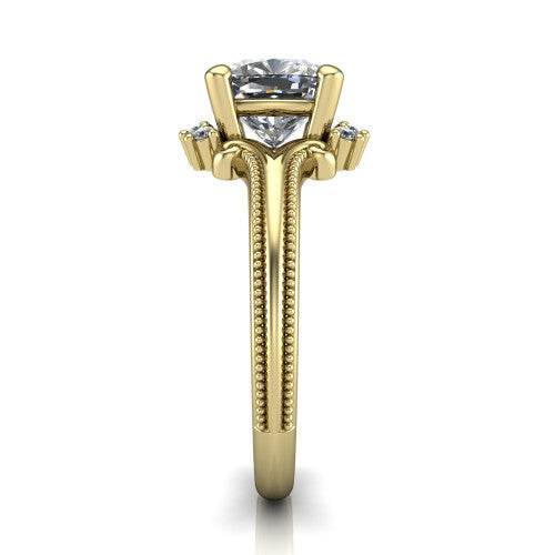 Valeria Cushion Shape Halo Engagement Ring in 14K Yellow Gold
